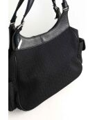 Bandolera negra de piel y tela - 35x13x18 cm - Muy buen estado