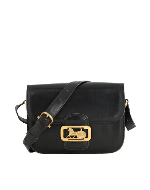 Schwarze Schultertasche aus Leder - 25x6x17 cm - Guter Zustand