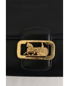 Schwarze Schultertasche aus Leder - 25x6x17 cm - Guter Zustand