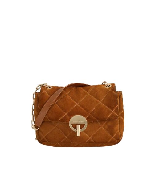 Bandolera de gamuza camel - 28x8x20 cm - Buen estado