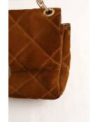 Bandolera de gamuza camel - 28x8x20 cm - Buen estado