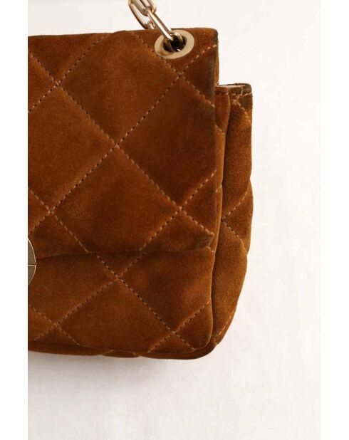 Bandolera de gamuza camel - 28x8x20 cm - Buen estado