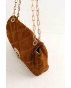 Bandolera de gamuza camel - 28x8x20 cm - Buen estado