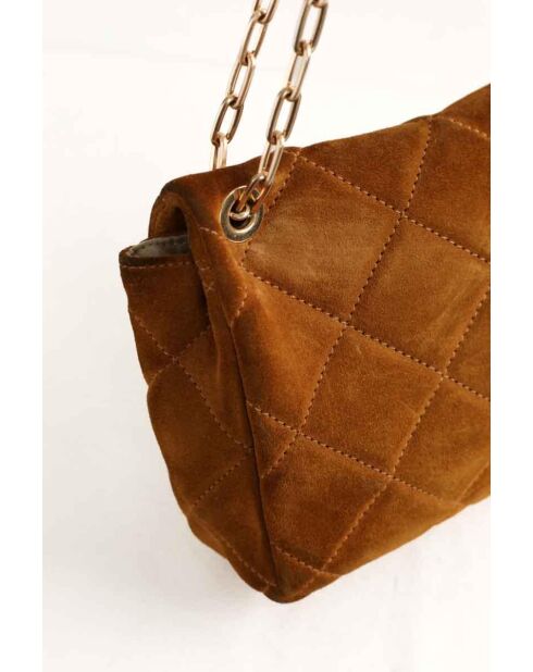 Bandolera de gamuza camel - 28x8x20 cm - Buen estado