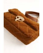 Bandolera de gamuza camel - 28x8x20 cm - Buen estado