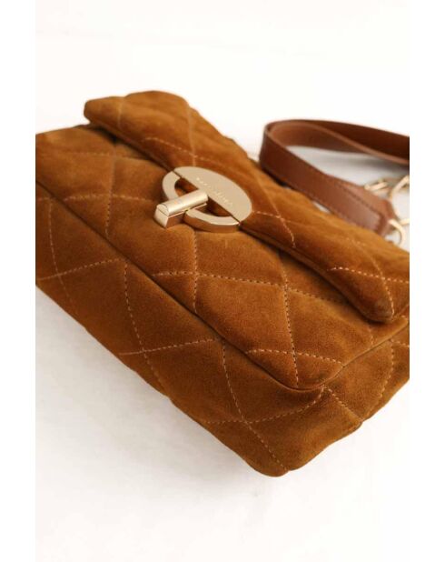 Bandolera de gamuza camel - 28x8x20 cm - Buen estado