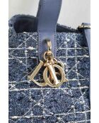 Borsa in tweed blu - 33x17x22 cm - Ottime condizioni