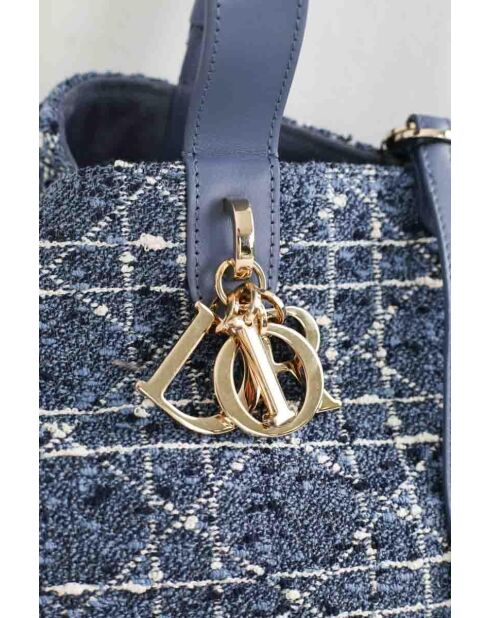 Borsa in tweed blu - 33x17x22 cm - Ottime condizioni