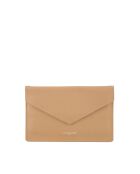 Pochette in pelle beige - 25x18 cm - Mai indossata