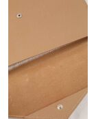 Pochette in pelle beige - 25x18 cm - Mai indossata