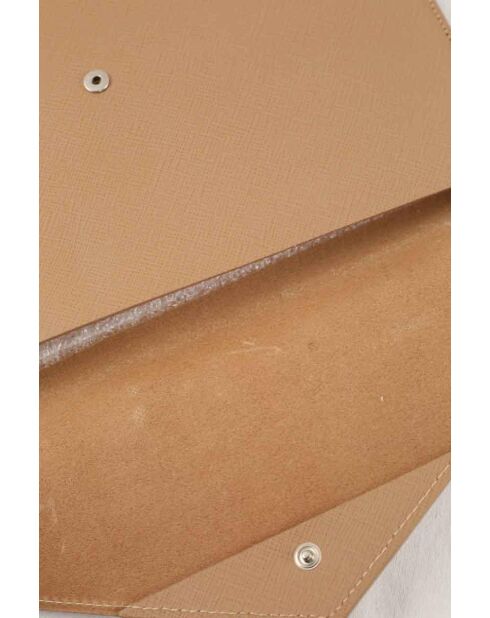 Pochette in pelle beige - 25x18 cm - Mai indossata