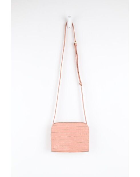 Roze leren schoudertas - 20x6x15 cm - Zeer goede conditie