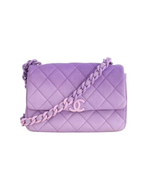 Paarse leren schoudertas - Zeer goede conditie