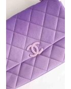 Paarse leren schoudertas - Zeer goede conditie