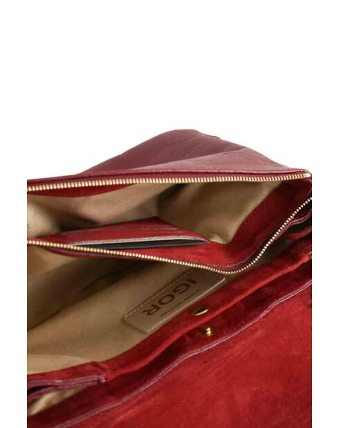 Bordeauxrode leren schoudertas - 25x11x21 cm - Zeer goede conditie