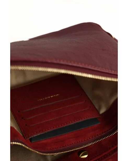 Bordeauxrode leren schoudertas - 25x11x21 cm - Zeer goede conditie