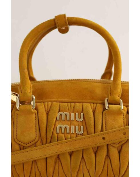 Handtasche aus kamelfarbenem Veloursleder - 30x11x18 cm - Guter Zustand