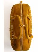 Handtasche aus kamelfarbenem Veloursleder - 30x11x18 cm - Guter Zustand