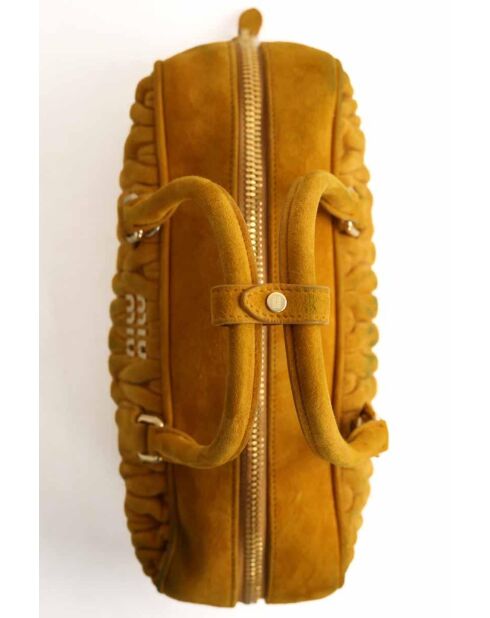 Handtasche aus kamelfarbenem Veloursleder - 30x11x18 cm - Guter Zustand