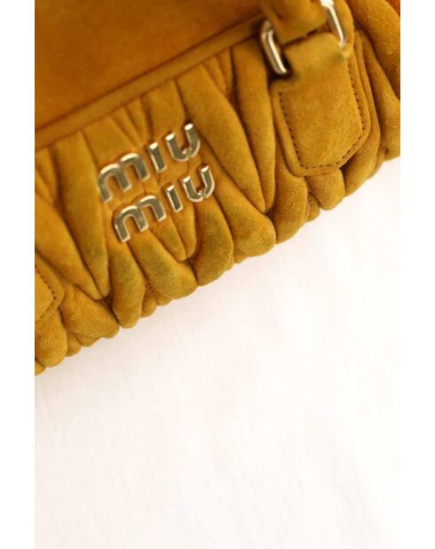 Handtasche aus kamelfarbenem Veloursleder - 30x11x18 cm - Guter Zustand