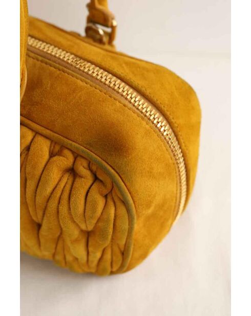 Handtasche aus kamelfarbenem Veloursleder - 30x11x18 cm - Guter Zustand