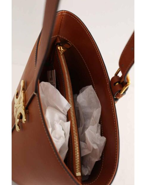 Minibolso de piel marrón - 22x14x23 cm - Muy buen estado