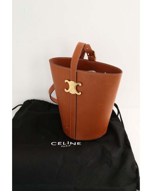 Minibolso de piel marrón - 22x14x23 cm - Muy buen estado