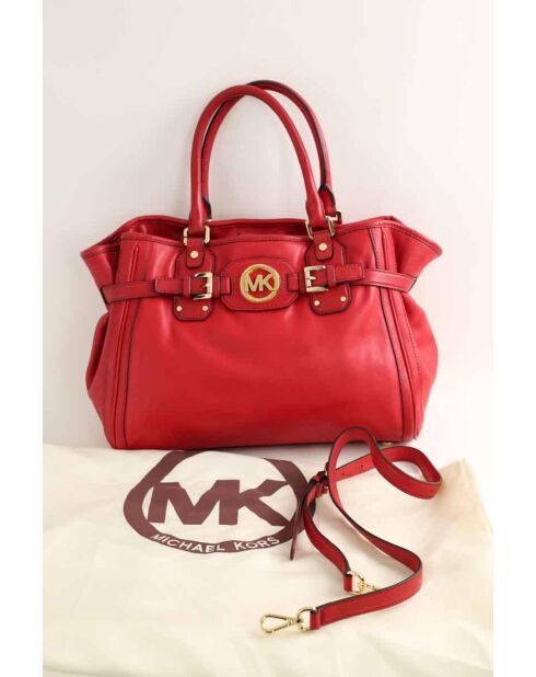 Rote Lederhandtasche - 33x20x27 cm - Sehr guter Zustand