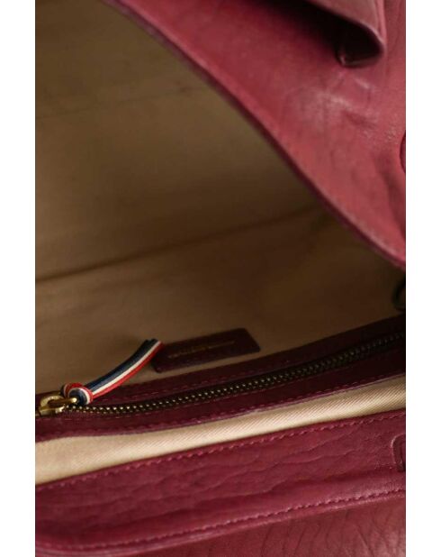 Bordeauxrode leren schoudertas - 25x13x19 cm - Zeer goede conditie