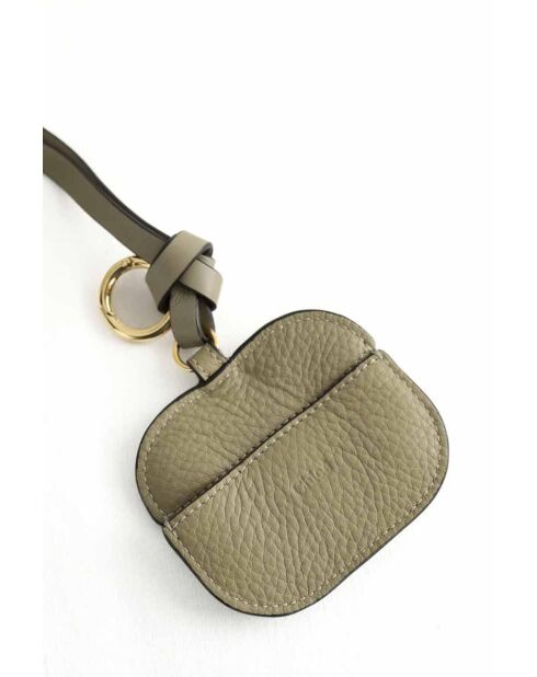 Custodia per airpods in pelle kaki - 8x7 cm - Ottime condizioni