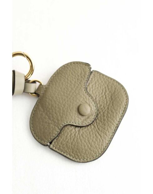 Custodia per airpods in pelle kaki - 8x7 cm - Ottime condizioni