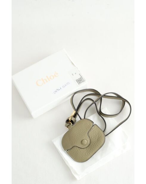 Custodia per airpods in pelle kaki - 8x7 cm - Ottime condizioni