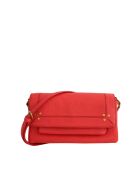 Rote Schultertasche aus Leder - 22x6x12 cm - Sehr guter Zustand