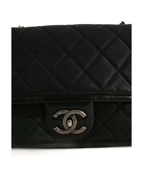 Sac à bandoulière en cuir noir - 28x7x16 cm - Très bon état