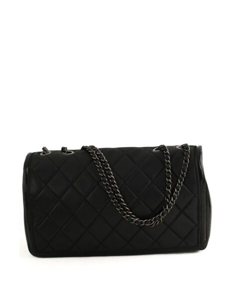 Sac à bandoulière en cuir noir - 28x7x16 cm - Très bon état