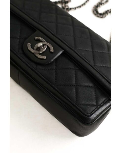 Sac à bandoulière en cuir noir - 28x7x16 cm - Très bon état