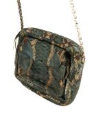 Exotische grüne Schultertasche aus Leder - 24x5x22 cm - Guter Zustand