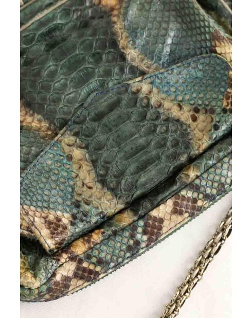 Exotische grüne Schultertasche aus Leder - 24x5x22 cm - Guter Zustand