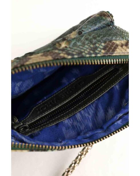 Exotische grüne Schultertasche aus Leder - 24x5x22 cm - Guter Zustand