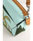 Blauwe leren schoudertas - 27x12x20 cm - Nooit gedragen