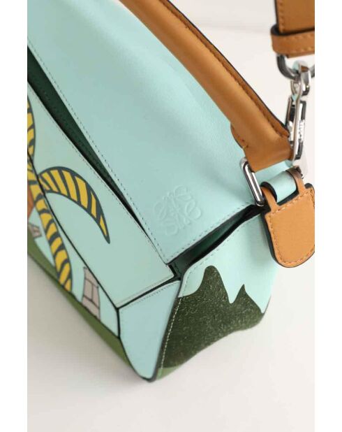 Bandolera de piel azul - 27x12x20 cm - Nunca usado