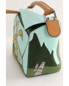 Blauwe leren schoudertas - 27x12x20 cm - Nooit gedragen