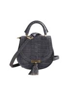 Graue Lederhandtasche - 18x6x18 cm - Sehr guter Zustand