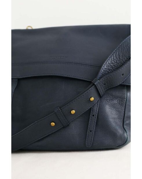 Blaue Schultertasche aus Leder - 33x15x26 cm - Guter Zustand