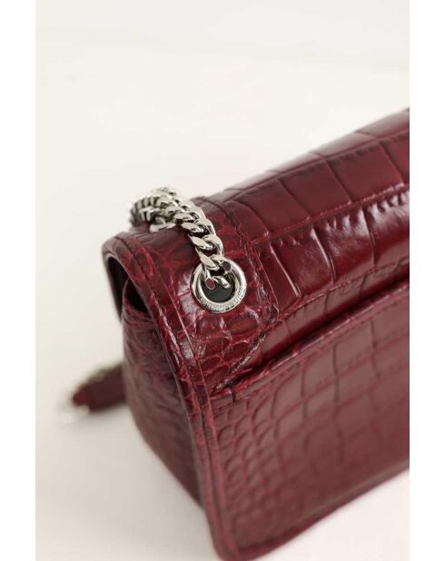 Bordeauxrode leren schoudertas - 23x10x19 cm - Nooit gedragen