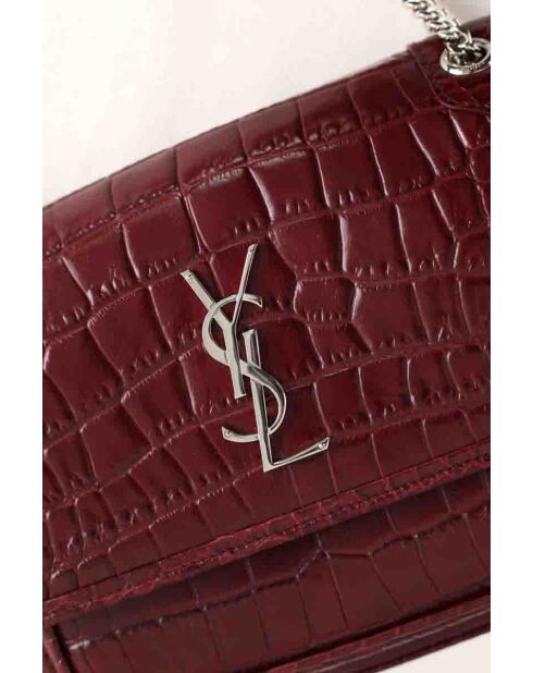 Bordeauxrode leren schoudertas - 23x10x19 cm - Nooit gedragen