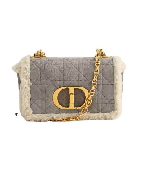 Graue Schultertasche aus Leder - 23x10x13 cm - Guter Zustand