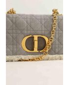 Graue Schultertasche aus Leder - 23x10x13 cm - Guter Zustand