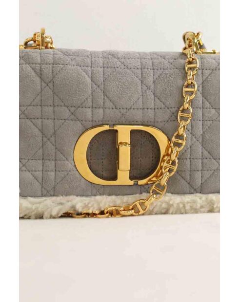 Graue Schultertasche aus Leder - 23x10x13 cm - Guter Zustand