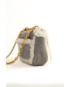 Graue Schultertasche aus Leder - 23x10x13 cm - Guter Zustand